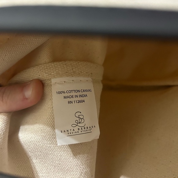 Santa Barbara Tote Bag Cotton Canvas Leather Handles Black/White Christmas Vibes - Picture 14 of 15